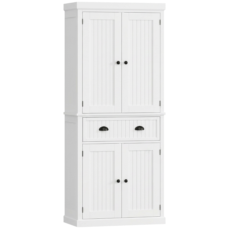 HOMCOM 72" Kitchen Pantry, Freestanding Storage Cabinet with Drawer, Doors, White