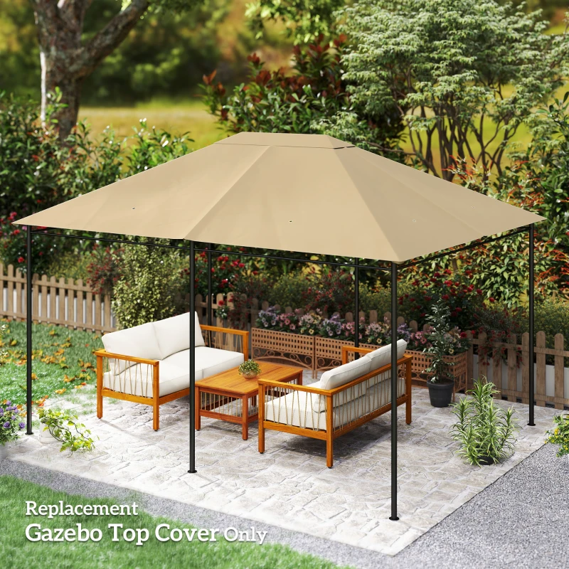 Outsunny 10' x 13' Gazebo Replacement Canopy Cover, Gazebo Roof Replacement (TOP COVER ONLY), Khaki