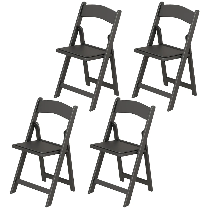 HOMCOM 4 Pack Folding Chairs, Foldable Resin Chair with Padded Seat, Portable Indoor Outdoor Seat for Office Events Dining