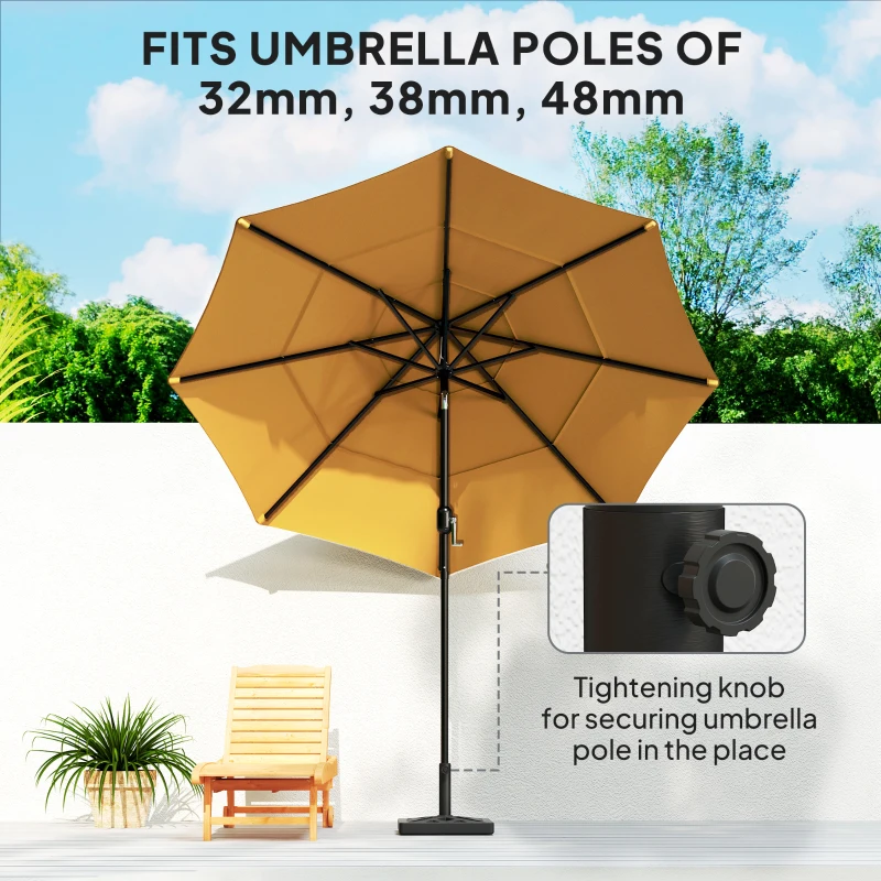 Outsunny Umbrella Base, 33lbs HDPE Outdoor Umbrella Stand Parasol Stand with Cut-Out Design