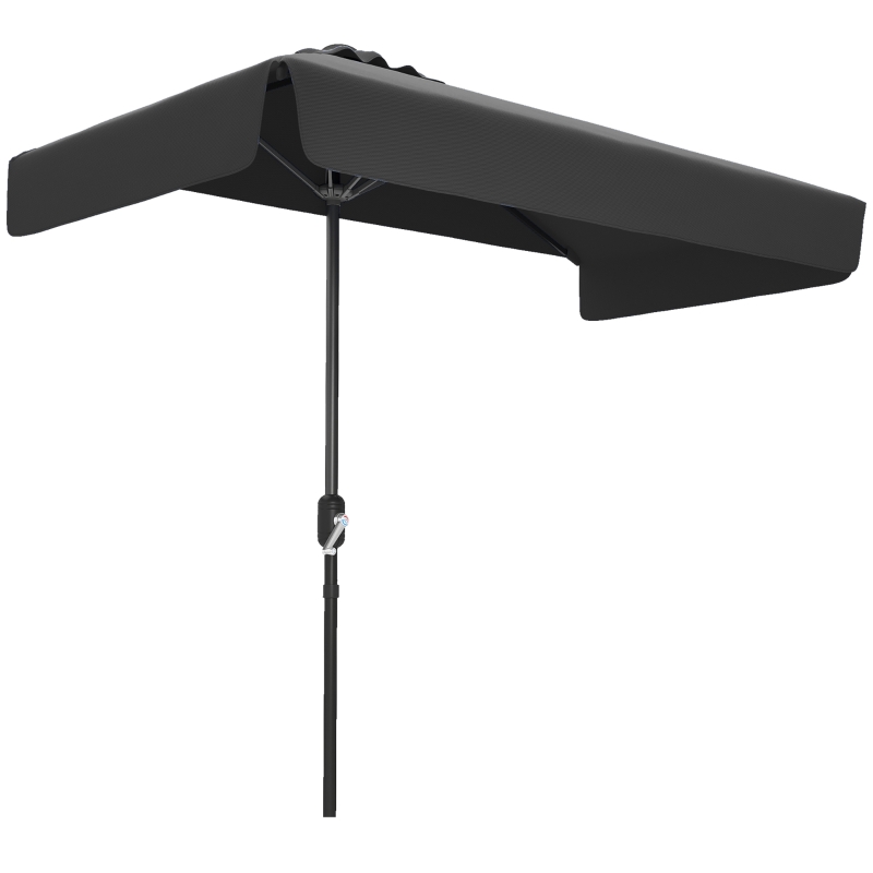 Outsunny 7.5ft Half Umbrella Semi Round Patio Parasol with Crank Handle, Top Vent for Garden, Balcony- NO BASE INCLUDED, Black