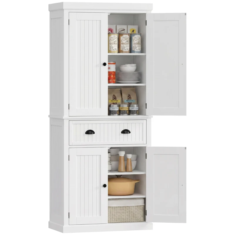 HOMCOM 72" Kitchen Pantry, Freestanding Storage Cabinet with Drawer, Doors, White