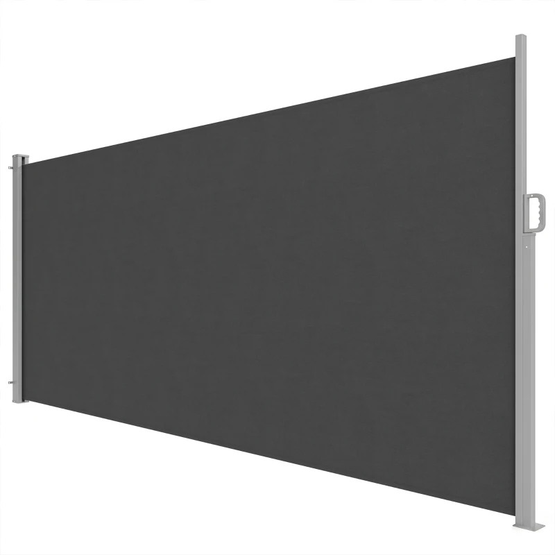 Outsunny Retractable Side Awning, 165" x 73" Outdoor Privacy Screen, Water-Resistant, UV 50+, Dark Grey