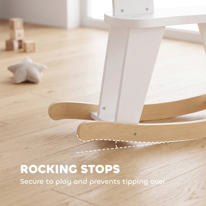 Qaba Rocking Horse, 2 in 1 Ride on Horse with Removable Fence, No-Tip Design, Gift for Toddlers 1.5-3 Years, White