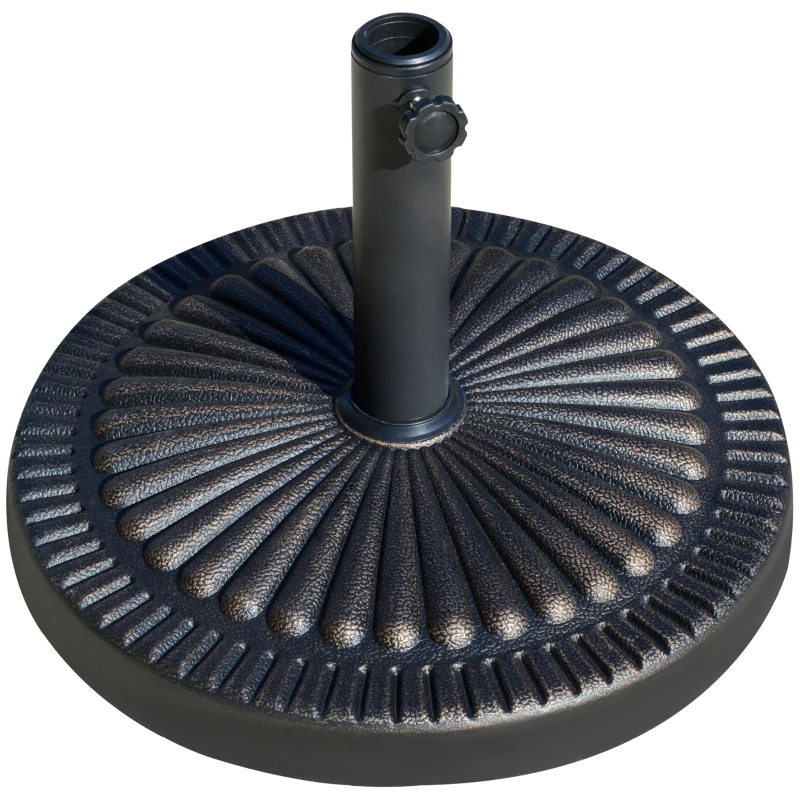Outsunny Round Umbrella Base Φ19.1", 31.5 lbs Resin Stand with Decorative Design for Poles 1.5"/1.9", Bronze