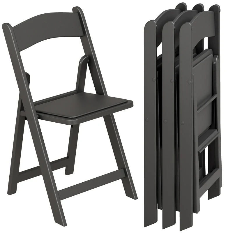 HOMCOM 4 Pack Folding Chairs, Foldable Resin Chair with Padded Seat, Portable Indoor Outdoor Seat for Office Events Dining
