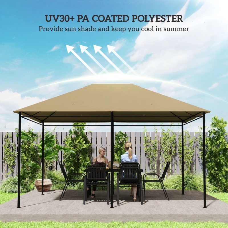 Outsunny 10' x 13' Gazebo Replacement Canopy Cover, Gazebo Roof Replacement (TOP COVER ONLY), Khaki