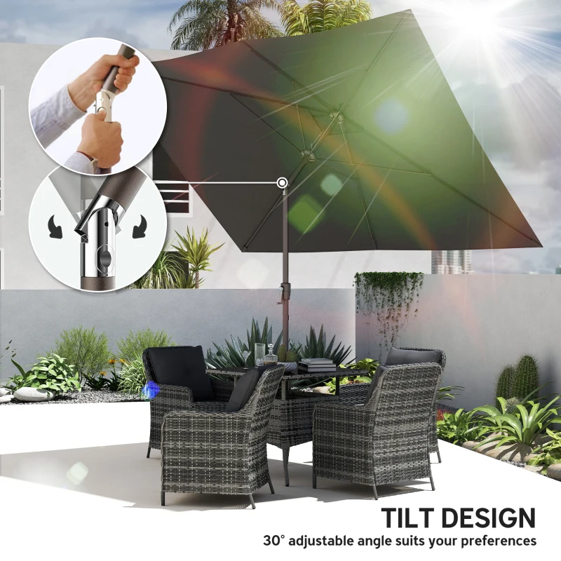 Outsunny 6.5x10ft Patio Umbrella, Rectangle Market Umbrella, Black