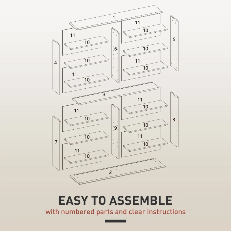 HOMCOM 8-Tier DVD Shelf with 12 Adjustable Shelves, Double CD Shelf, Holds 720 CDs, 396 DVDs or 396 Blu-rays, Natural Wood