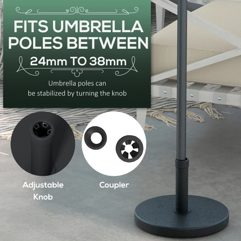 Outsunny 33 lbs Concrete Parasol Base, Heavy Duty Patio Umbrella Stand, 18.3" Round Garden Parasol Holder, Black