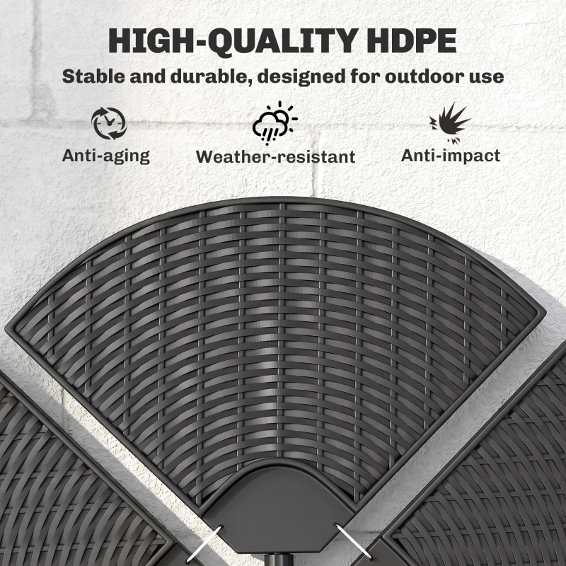 Outsunny 4PCs Cantilever Umbrella Base Weights for Offset Banana Parasol, Wicker Effect HDPE Water or Sand Filled Patio Umbrella Weights with Built-in Handles, Black