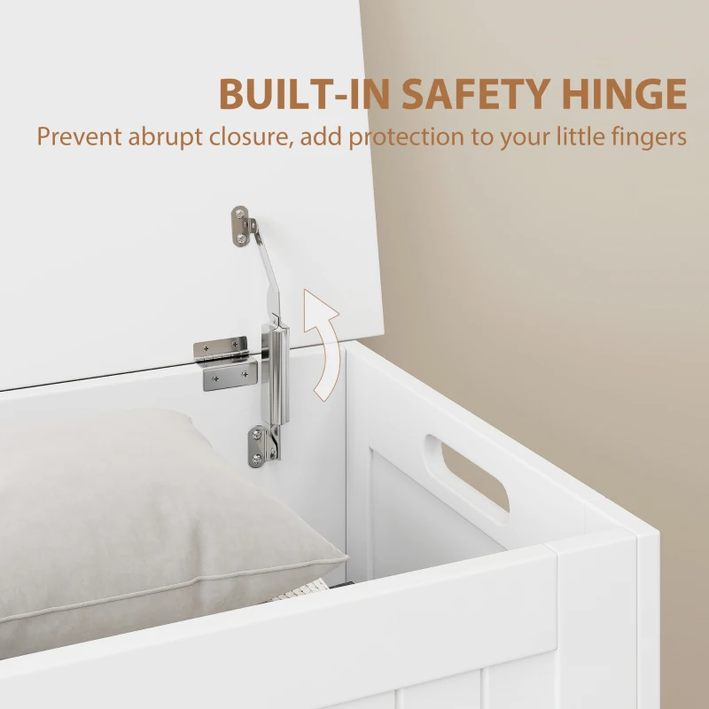 HOMCOM Large Storage Box Storage Trunk Cabinet Container with Lid and 2 Safety Hinges, White