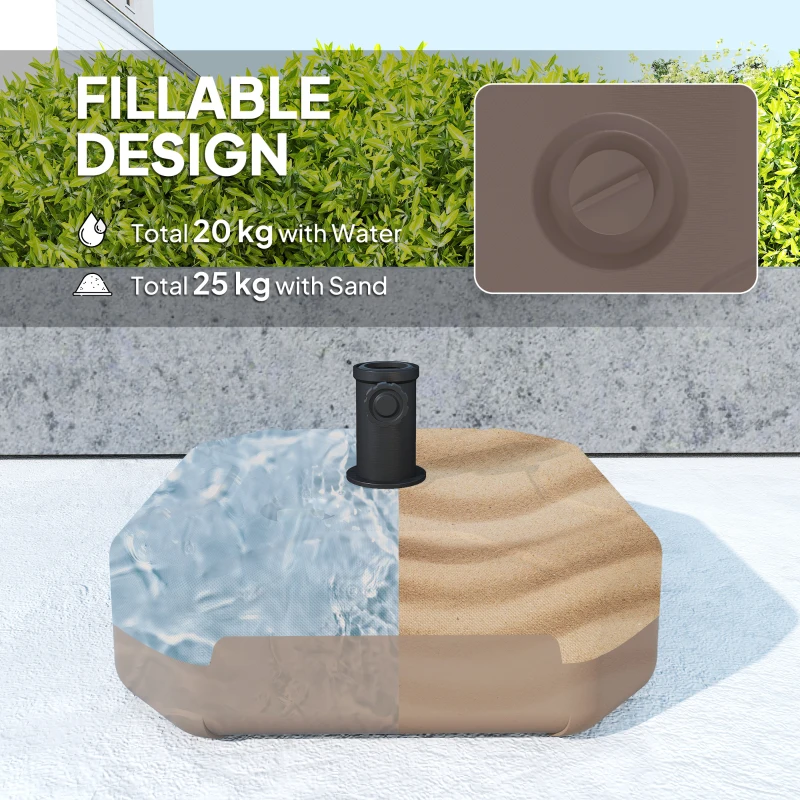 Outsunny Square Patio Umbrella Base Holder, Outdoor Umbrella Stand, 17.7" L x 17.7" W x 9.8" H Brown