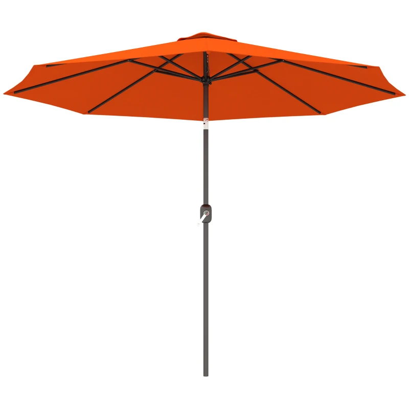 Outsunny 10' x 8' Round Market Umbrella, Patio Umbrella with Crank Handle and Tilt, Outdoor Parasol for Garden, Orange