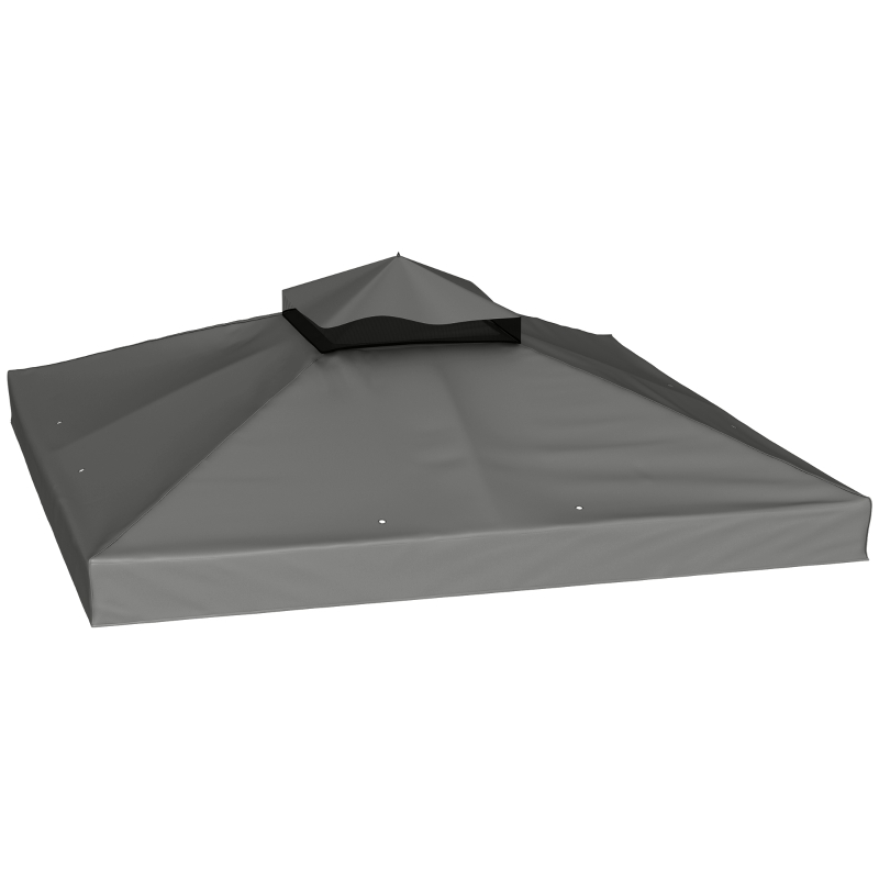 Outsunny 10' x 10' Gazebo Canopy Replacement Cover, 2-Tier Garden Gazebo Roof Replacement, UPF30+, TOP COVER ONLY, Dark Grey