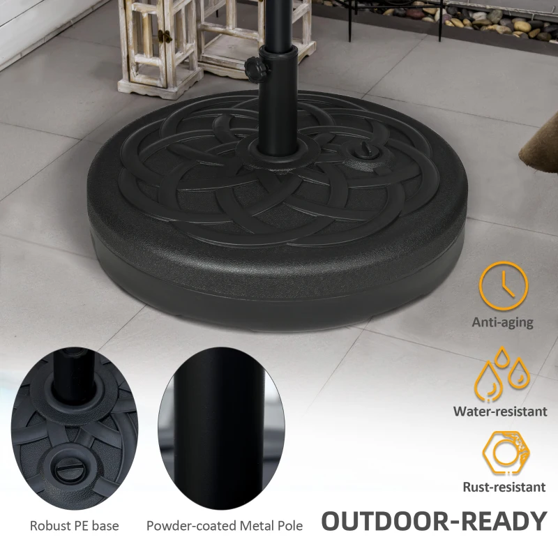 Outsunny 77 lb Heavy Duty Patio Umbrella Base, 22" Round Market Umbrella Stand for Deck, Outdoor, Backyard, Black