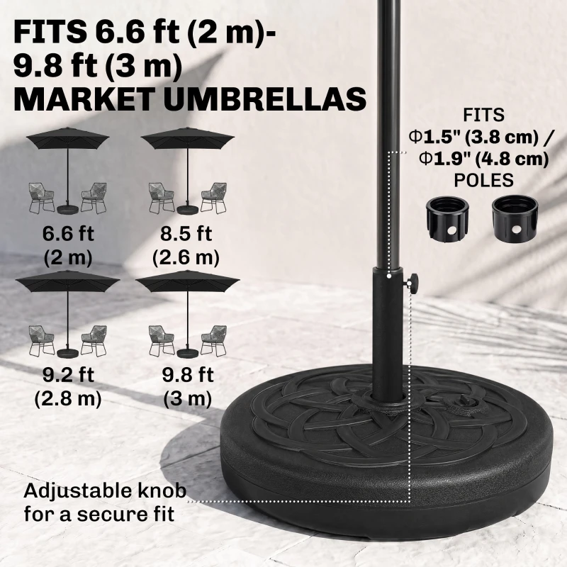 Outsunny 77 lb Heavy Duty Patio Umbrella Base, 22" Round Market Umbrella Stand for Deck, Outdoor, Backyard, Black