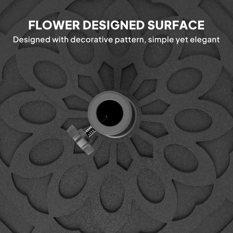 Outsunny 46lbs Resin Round Patio Umbrella Base with Wheels, Umbrella Stand Base, Heavy Duty Patio Umbrella Holder, Black