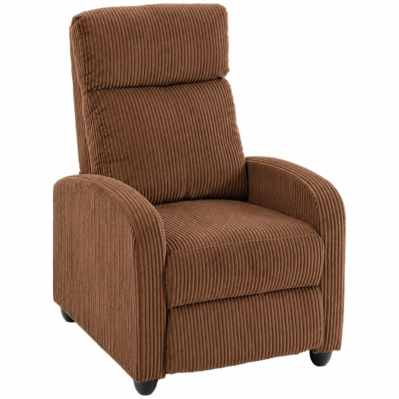 HOMCOM Corduroy Home Theater Seating, Push Back Recliner Chair with Padded Seat for Living Room, Brown