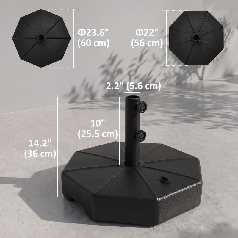Outsunny Patio Umbrella Base Parasol Holder Outdoor Market Umbrella Stand Weights, Water/Sand Filled for Garden, Poolside, Black
