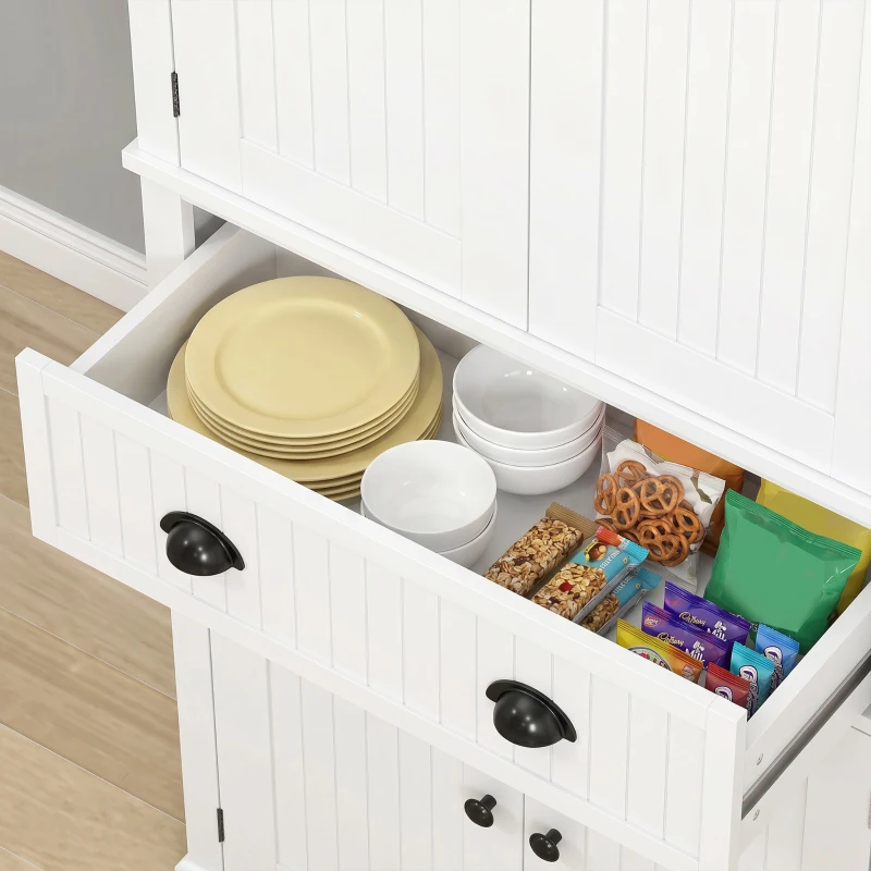 HOMCOM 72" Kitchen Pantry, Freestanding Storage Cabinet with Drawer, Doors, White