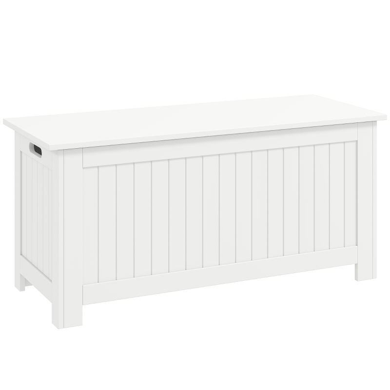 HOMCOM Large Storage Box Storage Trunk Cabinet Container with Lid and 2 Safety Hinges, White