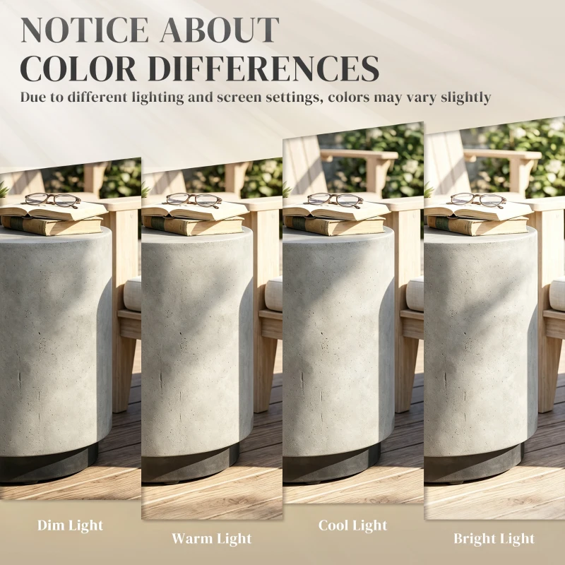 HOMCOM Lightweight Accent Table with Concrete Finish, Round Side Table with 4 Adjustable Feet for Indoor, Outdoor, Gray