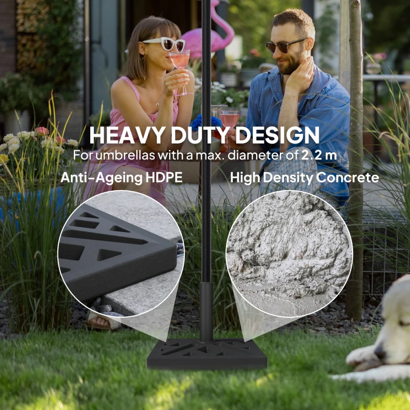Outsunny Umbrella Base, 33lbs HDPE Outdoor Umbrella Stand Parasol Stand with Cut-Out Design