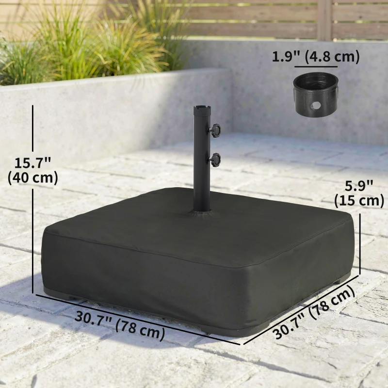 Outsunny Garden Parasol Base 176 lbs Sand Filled Heavy Duty Stand for Cantilever Umbrellas and 1.89" Poles Black