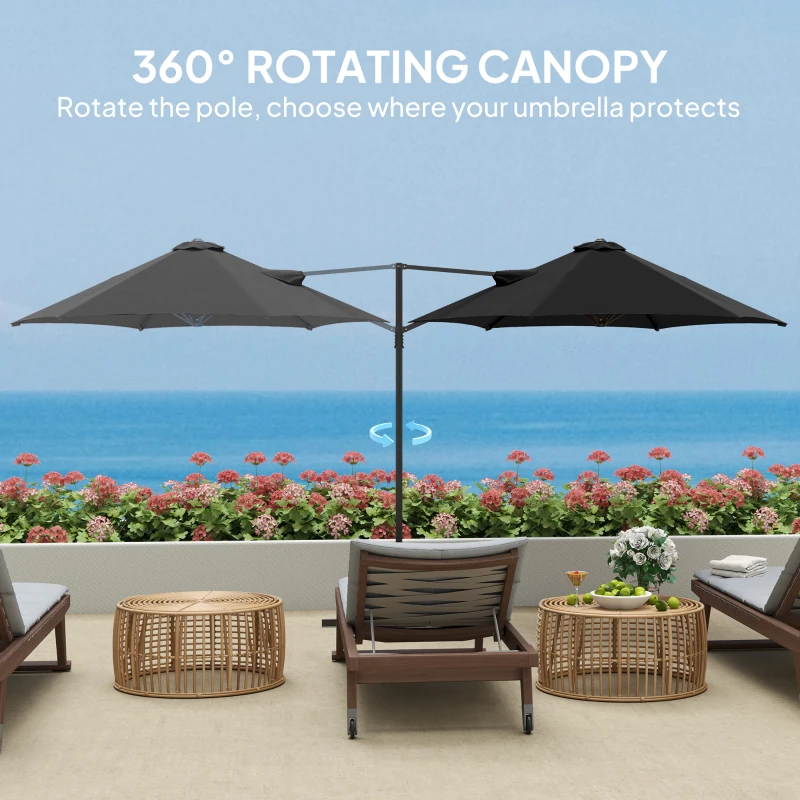 Outsunny 8.5FT Offset Patio Umbrella 360° Rotation Cantilever Parasol Outdoor Cantilever Roma Parasol Φ100.8" x 96.5"H Black