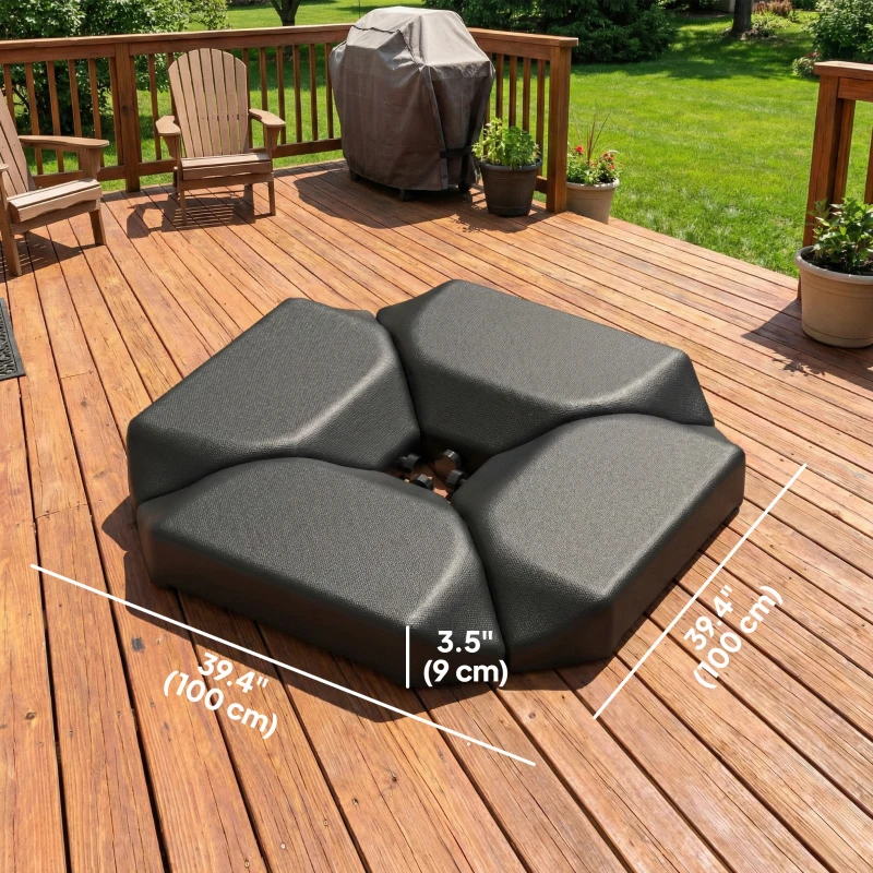 Outsunny 4PCs Cantilever Umbrella Base Weights for Offset Banana Parasol, HDPE Water or Sand Filled Patio Umbrella Weights