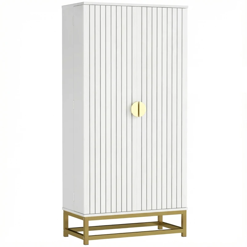 HOMCOM 47" Kitchen Pantry Cabinet, Freestanding Kitchen Storage Cabinet with 12 Door Shelves and Adjustable Shelves, White
