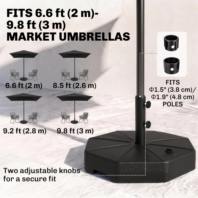 Outsunny Patio Umbrella Base Parasol Holder Outdoor Market Umbrella Stand Weights, Water/Sand Filled for Garden, Poolside, Black