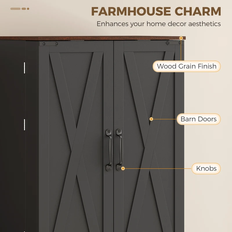 HOMCOM 166 cm Kitchen Pantry Cabinet Adjustable Shelves Tall Storage Cabinet Door Shelves 8 Shelves Brown Black
