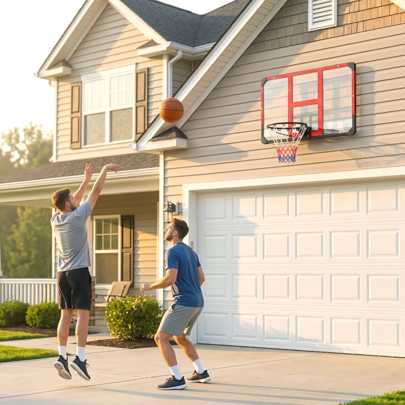 Soozier Wall Mounted Basketball Hoop with Shatter-Resistant Backboard, Solid Rim and All-Weather Net for Indoor and Outdoor Use