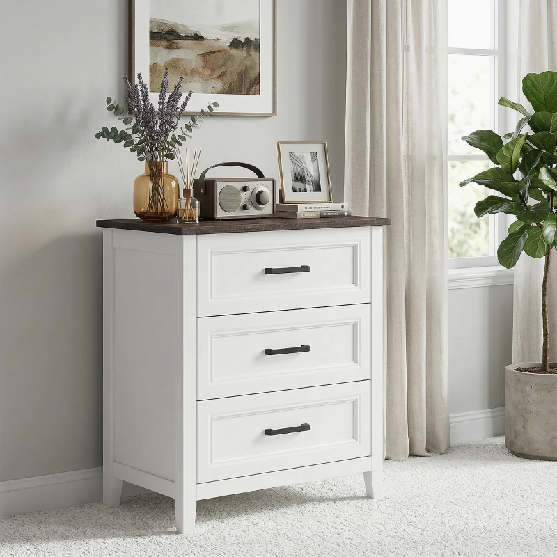 HOMCOM Dresser for Bedroom with 3 Drawers Storage Chest of Drawers for Living Room, Closet, Laundry, Entryway