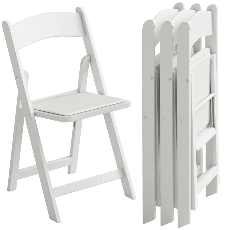 HOMCOM 4 Pack Folding Chairs, Foldable Resin Chair with Padded Seat, Portable Indoor Outdoor Seat for Office Events Dining