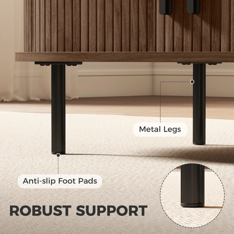 HOMCOM Coffee Table with Sliding Tambour Doors and Storage Center Table with Metal Legs, 39", Brown