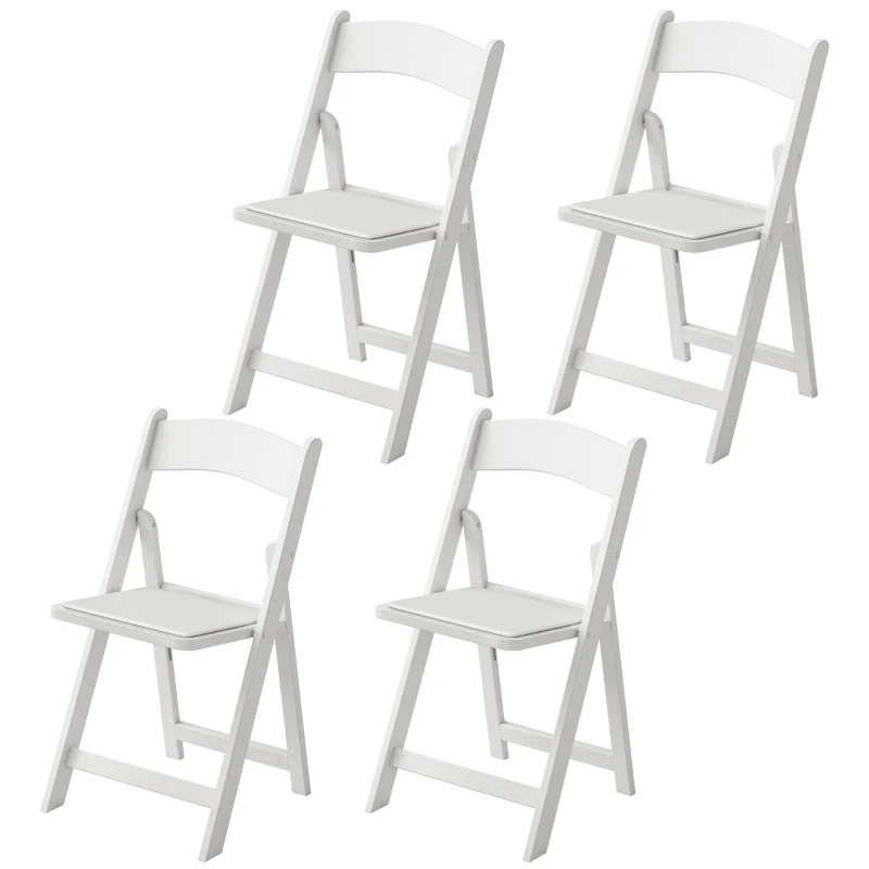 HOMCOM 4 Pack Folding Chairs, Foldable Resin Chair with Padded Seat, Portable Indoor Outdoor Seat for Office Events Dining