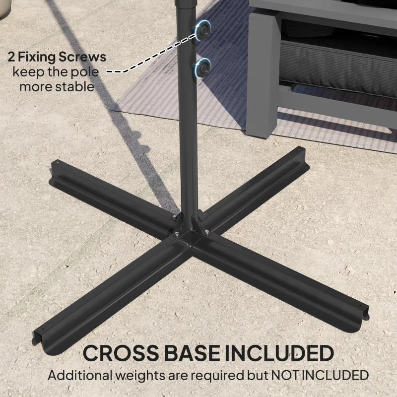 Outsunny 8.5FT Offset Patio Umbrella 360° Rotation Cantilever Parasol Outdoor Cantilever Roma Parasol Φ100.8" x 96.5"H Black