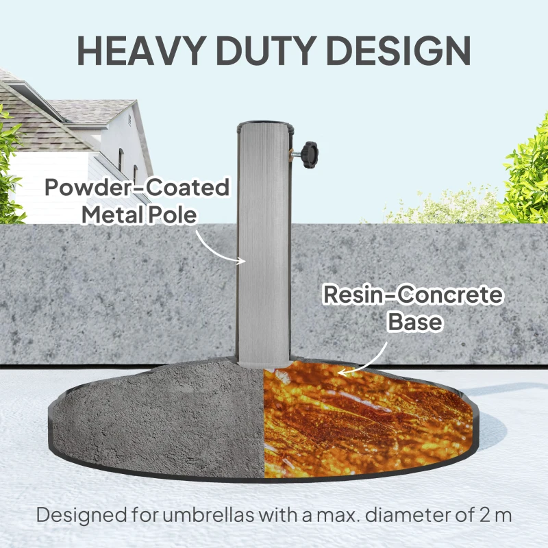 Outsunny 26 lbs Resin Round Patio Umbrella Base, Umbrella Stand Base, Outdoor Umbrella Stand for Outdoor, Lawn, Poolside
