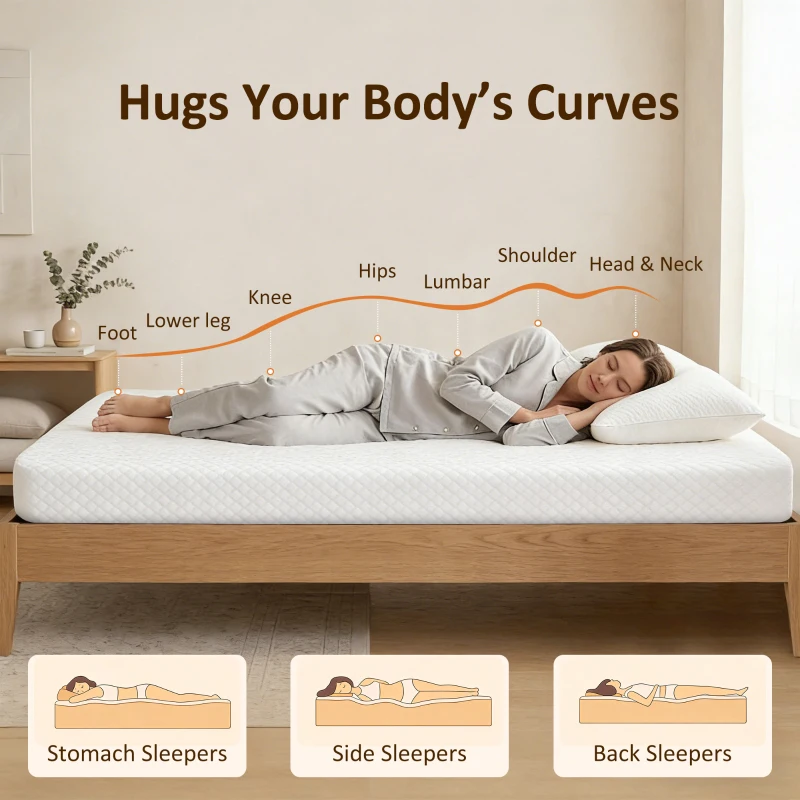 HOMCOM Twin Mattress 6 Inch Memory Foam Mattress in a Box, Pressure Relief & Lumbar Support, CertiPUR-US Certified, Medium Firm