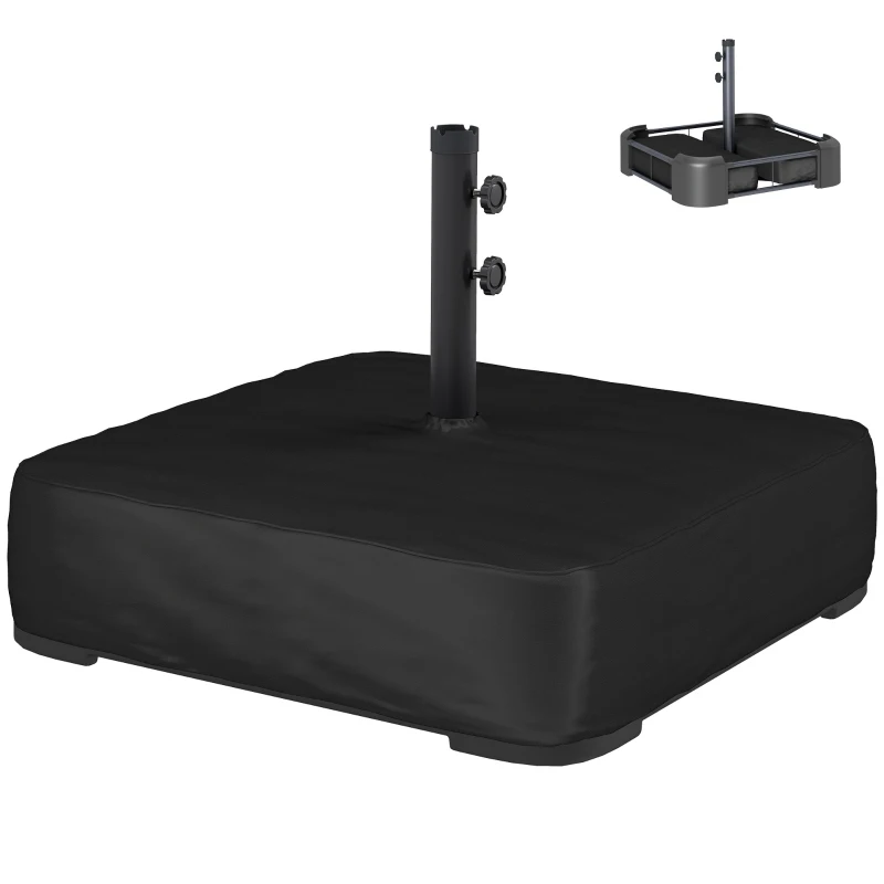 Outsunny Garden Parasol Base 176 lbs Sand Filled Heavy Duty Stand for Cantilever Umbrellas and 1.89" Poles Black
