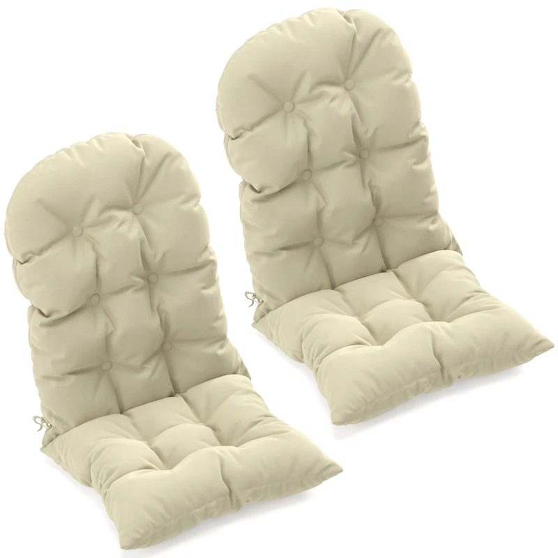 Outsunny Adirondack Chair Cushions Set of 2, Tufted High Back Patio Non-Slip Cushions for Adirondack Chairs, Beige