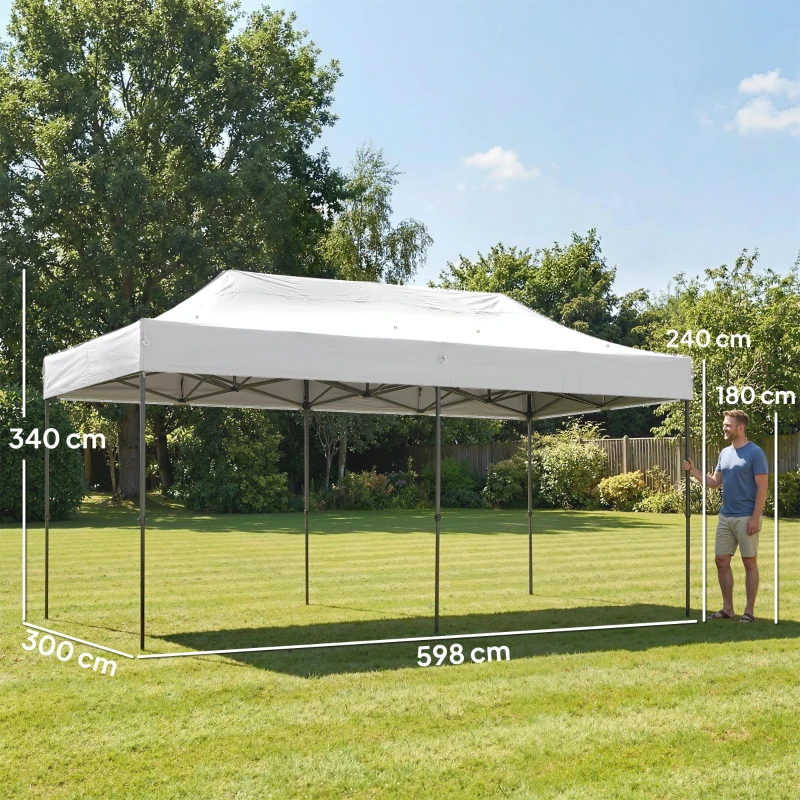 Outsunny 10 x 20 ft Pop Up Canopy Tent, Heavy Duty UPF50+ Outdoor Portable Instant Canopy Shelter with Wheeled Bag, White