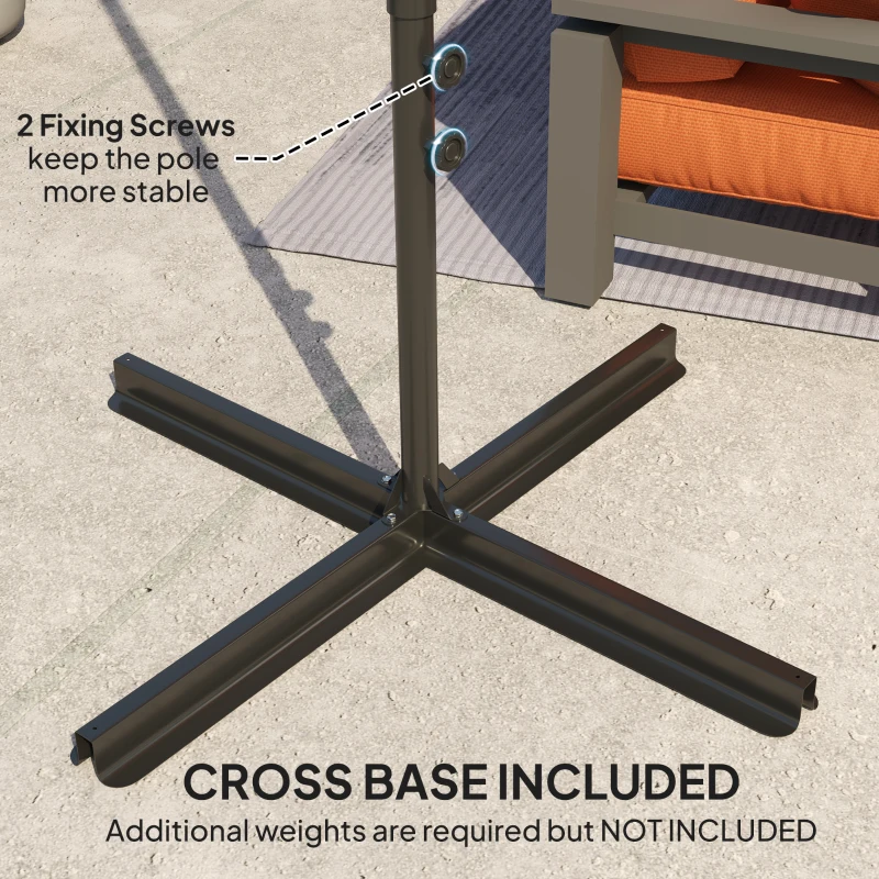 Outsunny 8.5FT Offset Patio Umbrella with 360° Rotation, Outdoor Cantilever Roma Parasol Hanging Sun Shade Canopy Shelter with Cross Base, Orange
