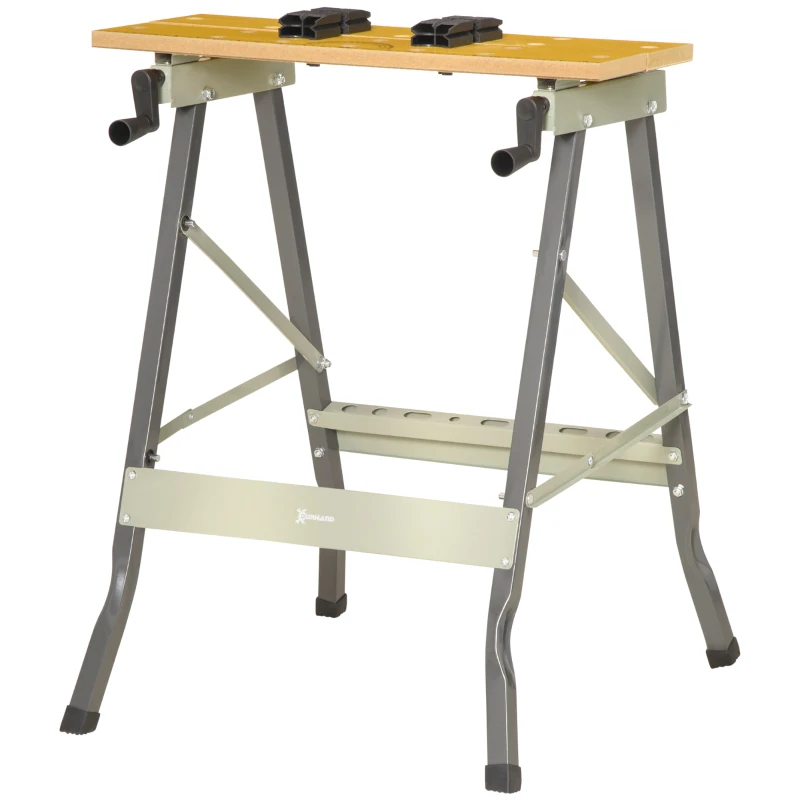 DURHAND Foldable Work Bench w/ 4 Adjustable Clamps, Carpenter Saw Table