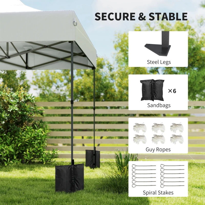 Outsunny 10 x 20 ft Pop Up Canopy Tent, Heavy Duty UPF50+ Outdoor Portable Instant Canopy Shelter with Wheeled Bag, White