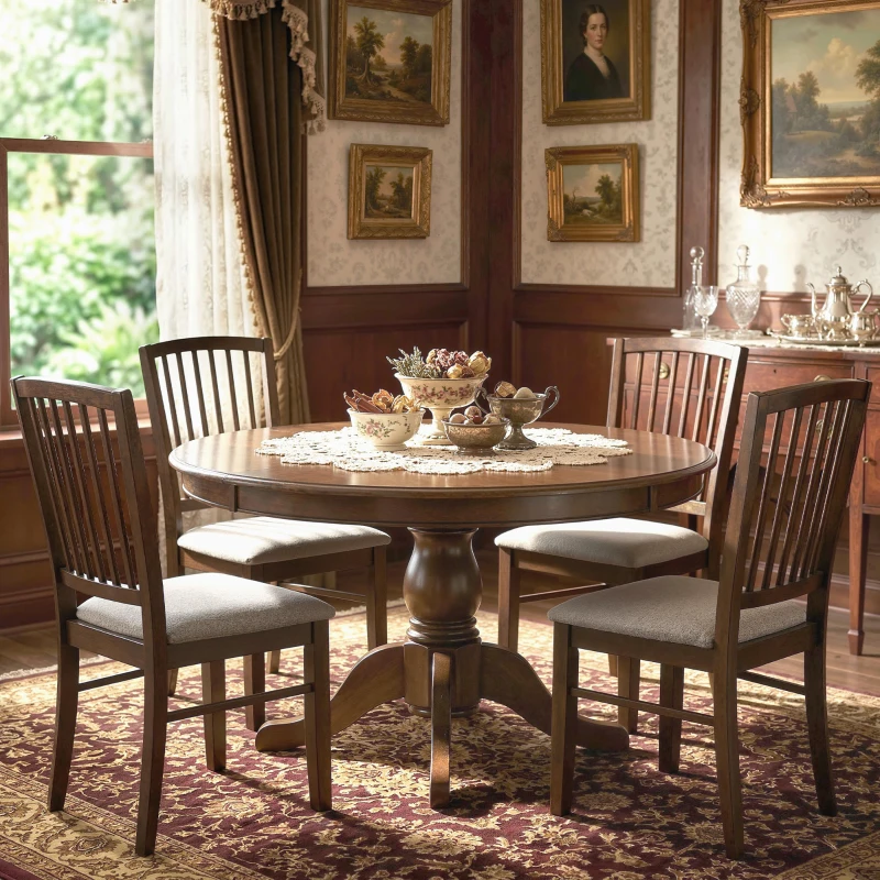 HOMCOM Dining Chairs Upholstered Kitchen Chairs with Rubberwood Legs Set of 2, Burn Brown