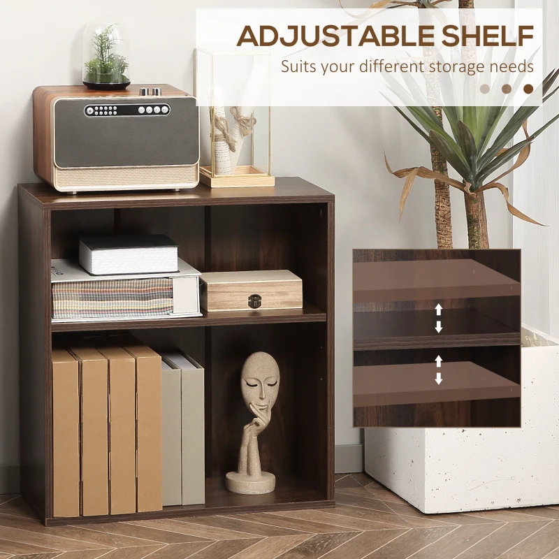 HOMCOM Wood Small Bookshelf 2 Tier Storage Rack Chest Unit Home Office Furniture Walnut